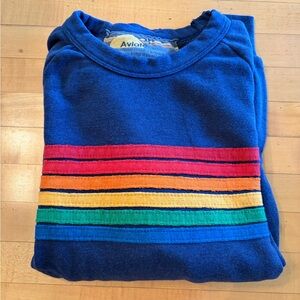 Aviator Nation Rainbow Stripe Sweatshirt - Blue - XS
